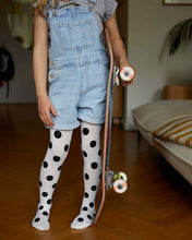 Lade das Bild in den Galerie-Viewer, Swedish Stockings - Eli gepunktete - Kinder Strumpfhose - weiss schwarz
